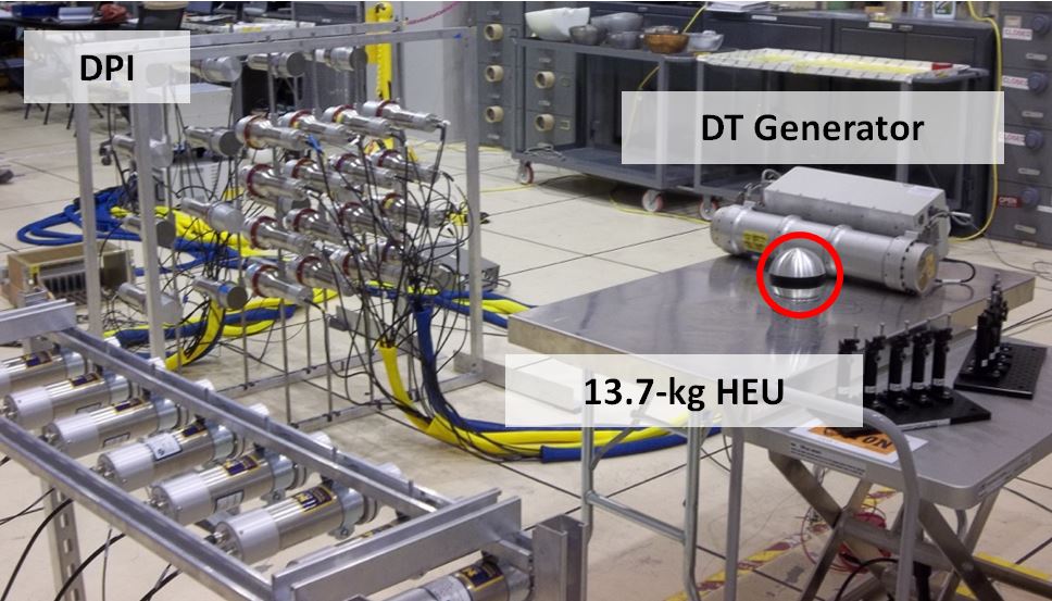 Dual particle imager with DPI, DT Generator and 13.7 kg HEU labeled.